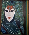 Emerald Venecian Mask, oil on canvas, 16X20"